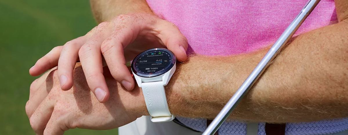 Garmin Approach S62 on male wrist in action